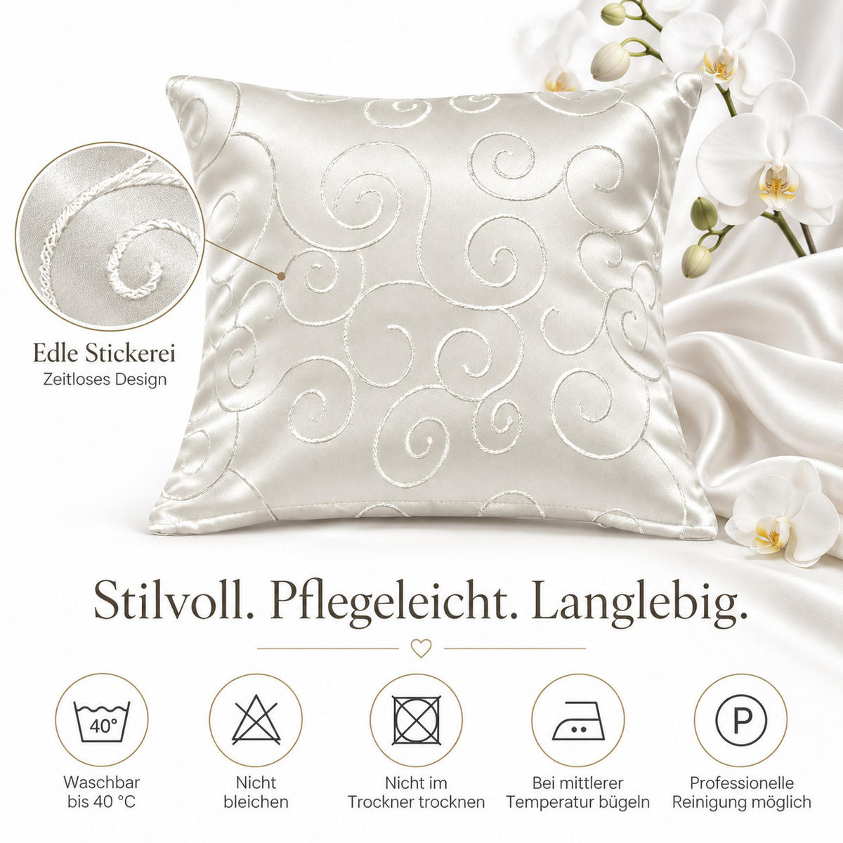 KISSENBEZUG 60/60 cm Weiß Damast Circle - Weiß, Textil (60/60cm) - TiborTex