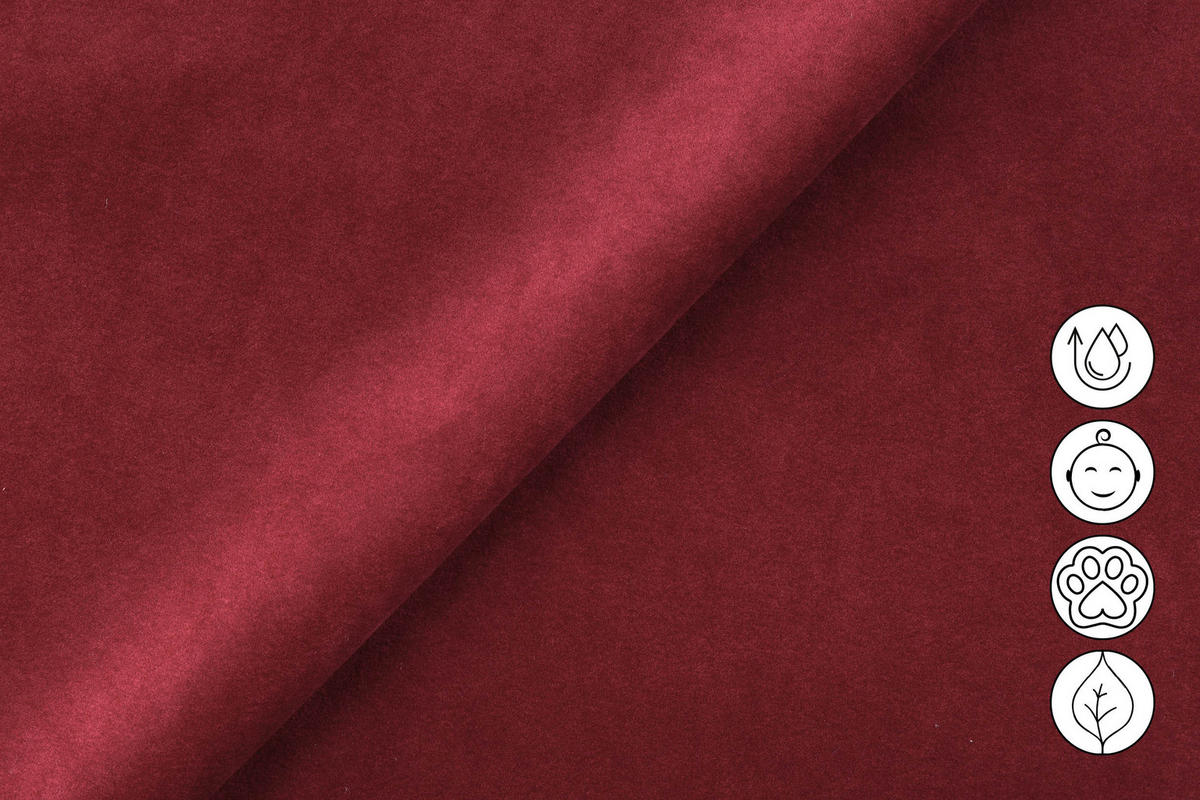 SOFA RODEN 3-Sitzer, rostrot, Veloursstoff - Rot, Holz/Textil (194/82/103cm) - Wozimo