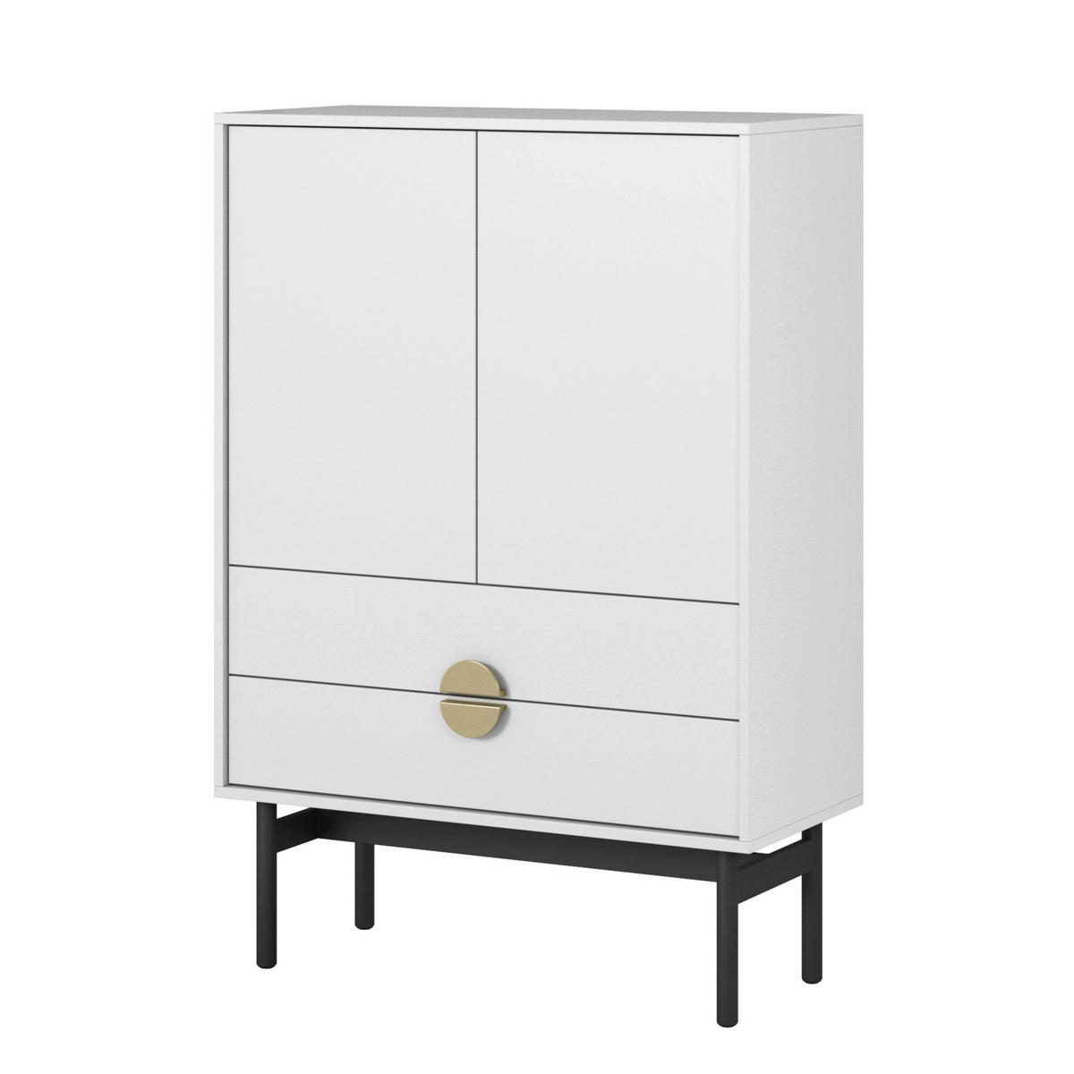 VYSOKÁ KOMODA Stoon II 2-dverová 85 cm - čierna/biela, kov/kompozitné drevo (85/124/38cm) - Selsey