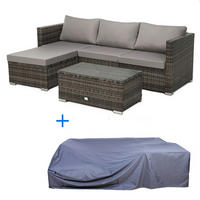 GARTENLOUNGE Queens + Abdeckung Braun - Braun/Grau, Kunststoff - SVITA