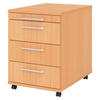 ROLLCONTAINER - mit 3 Schubladen 58/42,8/59 cm in Buchefarben Relinggriff (Kunststoff) - Buchefarben, Holzwerkstoff (42.8/59/58cm) - bümö