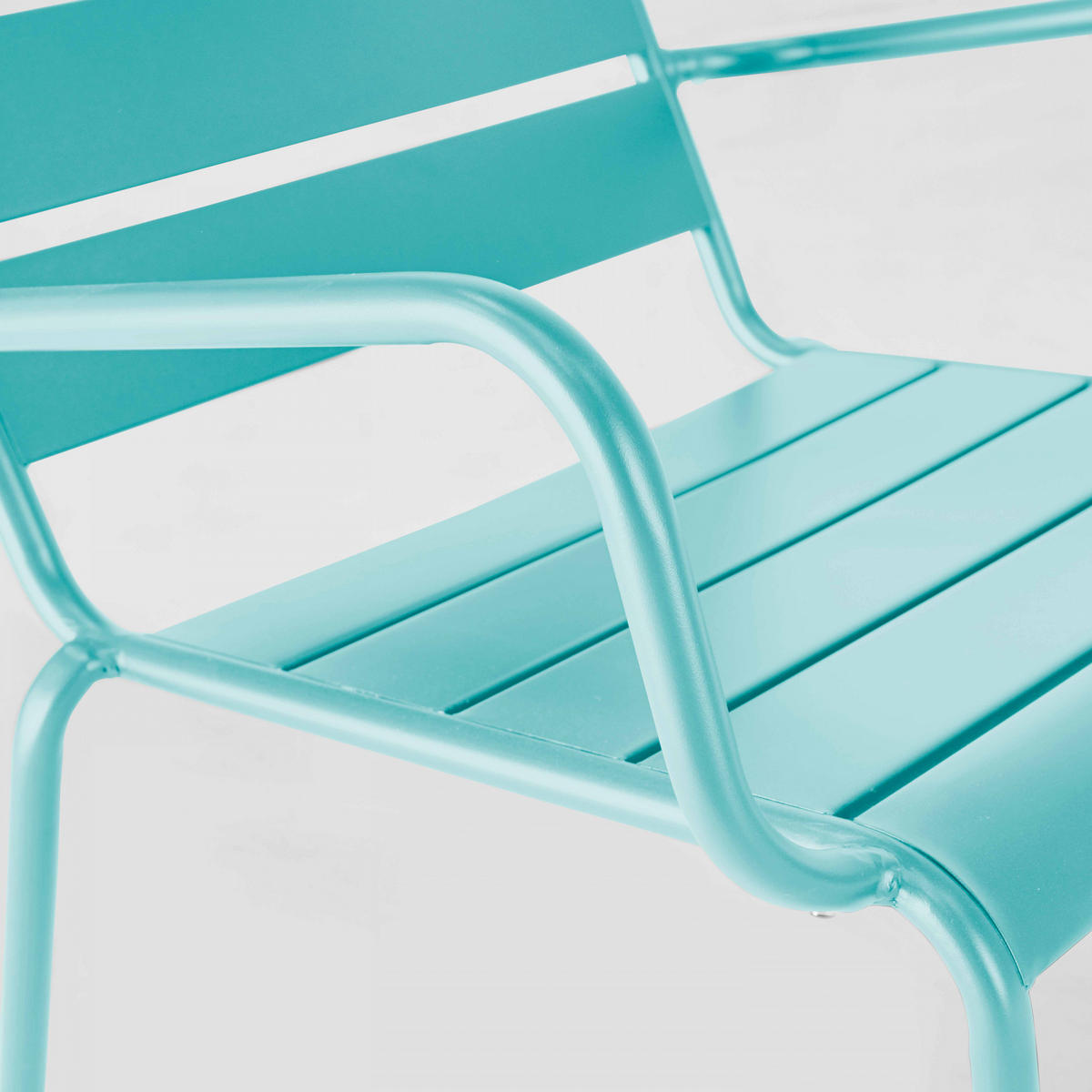 RELAXSESSEL MIT HOCKER 2-tlg., Türkisblau - Hellblau, Metall (64/72/60cm) - Oviala