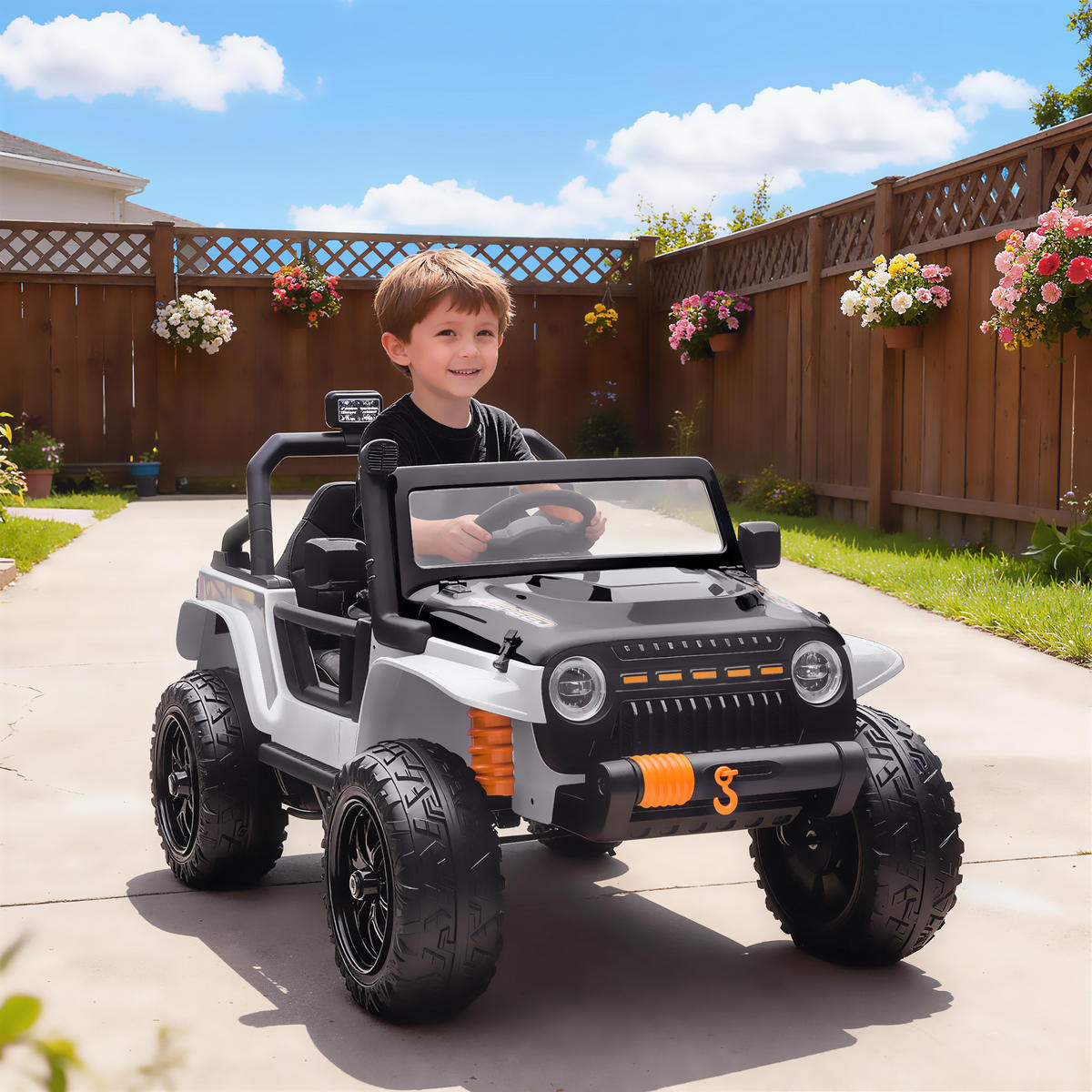 KINDER Elektroauto 12V Kinderauto Elektrisch mit Fernbedienung 2 Motor Hupe LED - Weiß, Metall (123.5/70.3/71.3cm) - AIYAPLAY