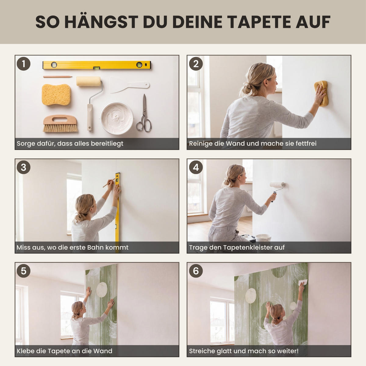TAPETE - Künstlerisch - Modern - Grün - 400x300 cm - Olivgrün, Papier (400/300cm) - OnlyWow