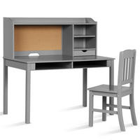 KINDERSCHREIBTISCH mit Hängeplatte grau(2-tlg) - Grau, Holzwerkstoff (111.5/110.7/60.5cm) - COSTWAY