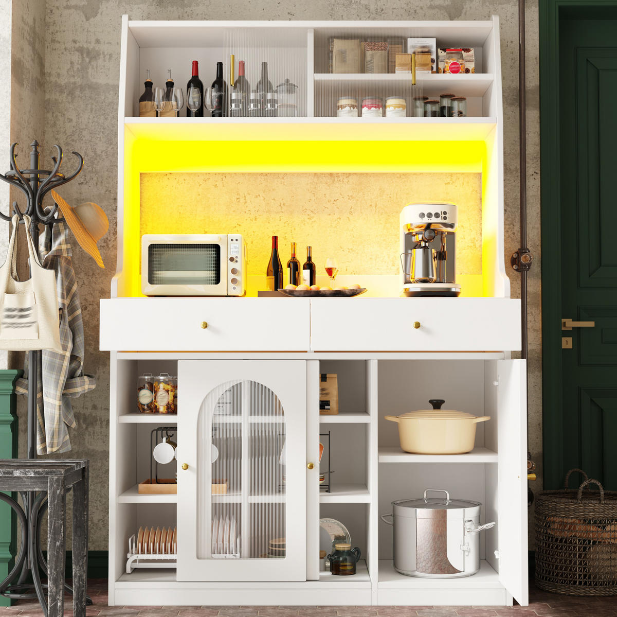 ANRICHTE 120/180/40 cm Weiß aus MDF und Holzwerkstoff mit LED-Beleuchtung - Weiß, Holzwerkstoff (40/180/120cm) - OKMYHOME
