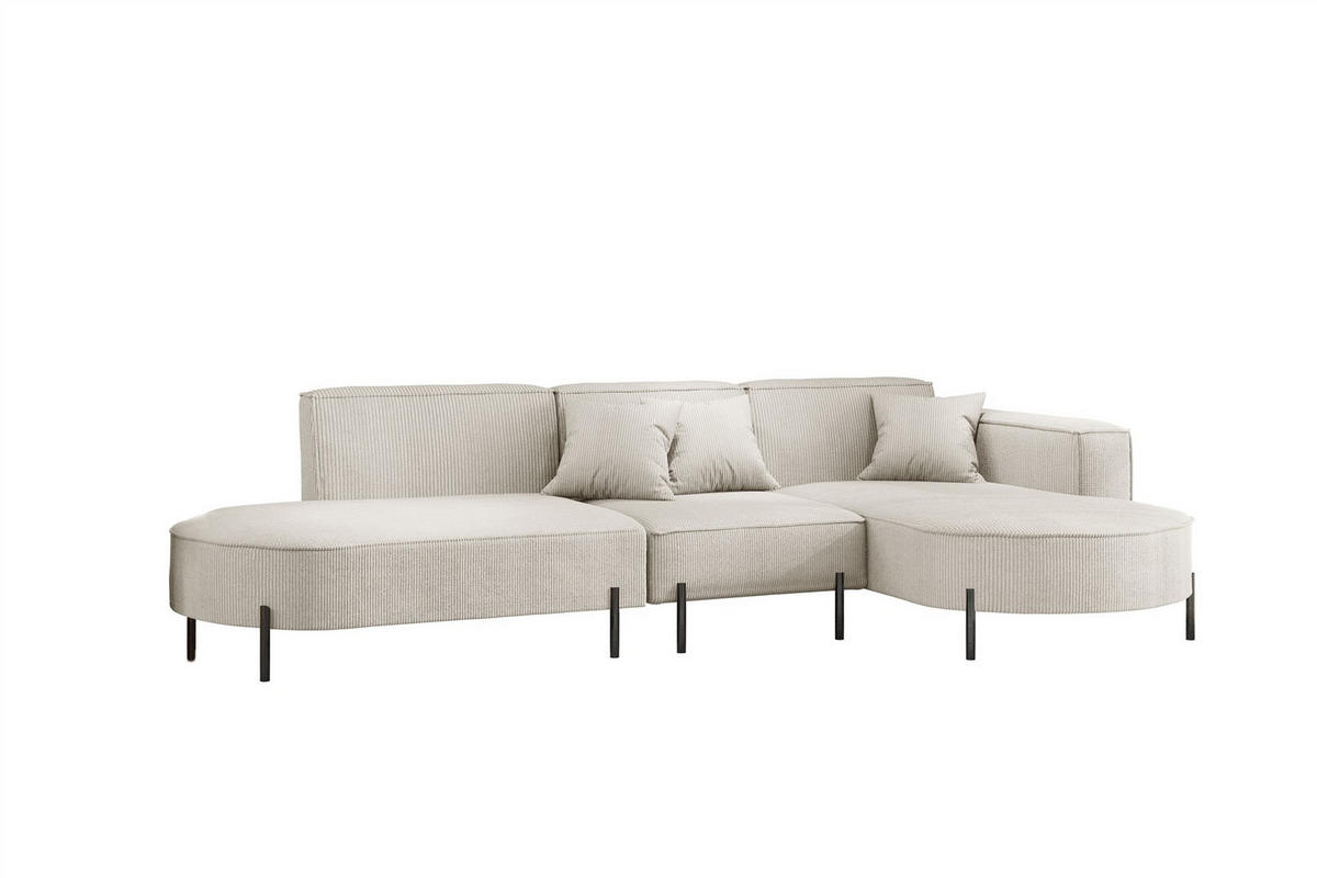 ECKSOFA Valencia - Beige, Holzwerkstoff/Textil (321/165cm) - Fun Möbel