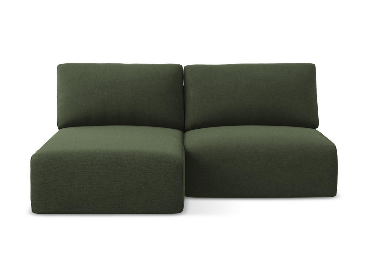 ECKSOFA mit Schlaffunktion links Strukturstoff Stoff Grün - Blau/Schwarz, Kunststoff/Textil (149/210cm) - Makamii