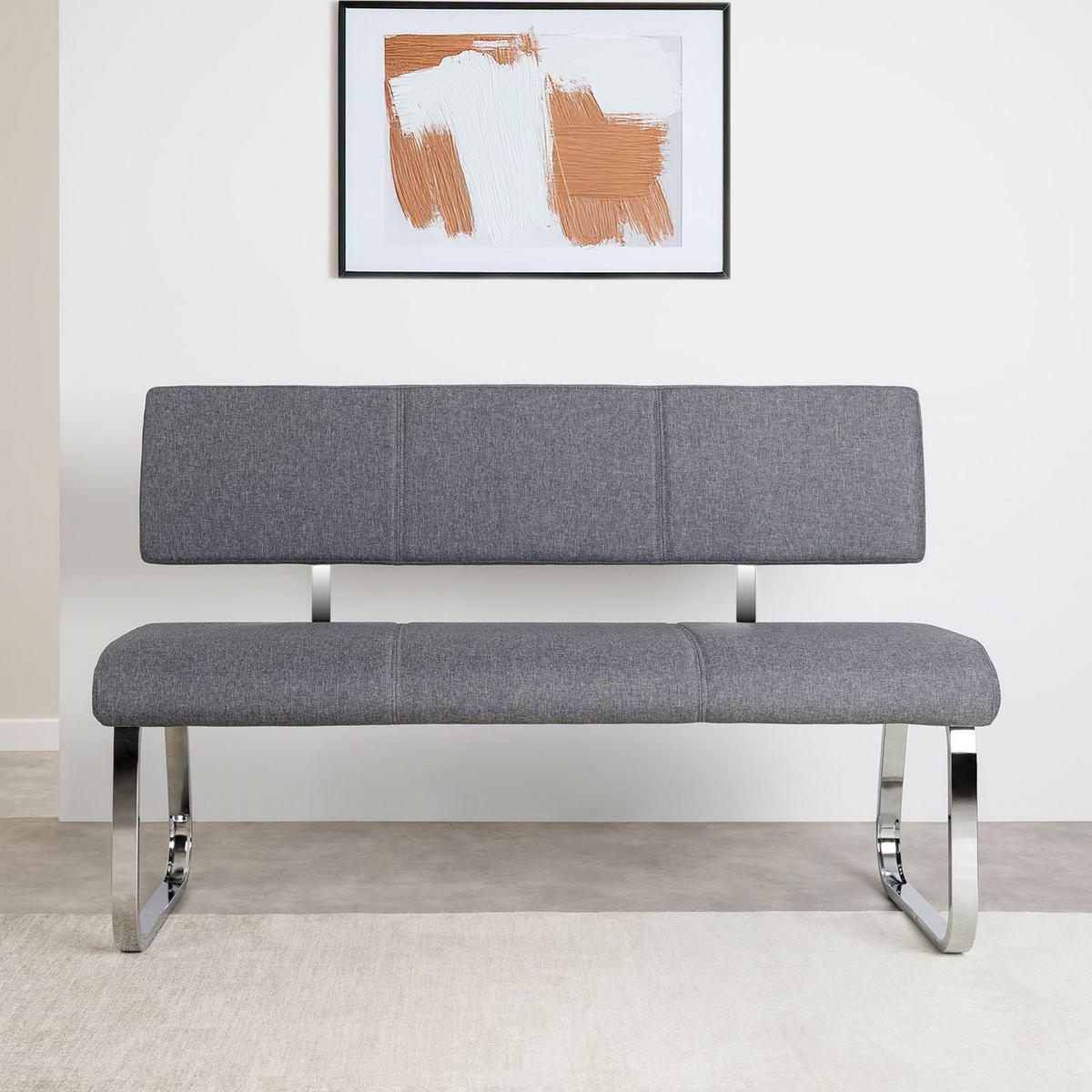 ESSZIMMERBANK VILAS grau - Grau, Textil/Metall (136/89/59cm) - IDIMEX