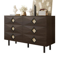 KOMMODE, 6 Schubladen, mit Rattan-Griffen und Metallbeinen – geräumig & modern, 120x40x74 cm, Walnussfarben - Naturfarben, Holzwerkstoff (40/74/120cm) - Modfu