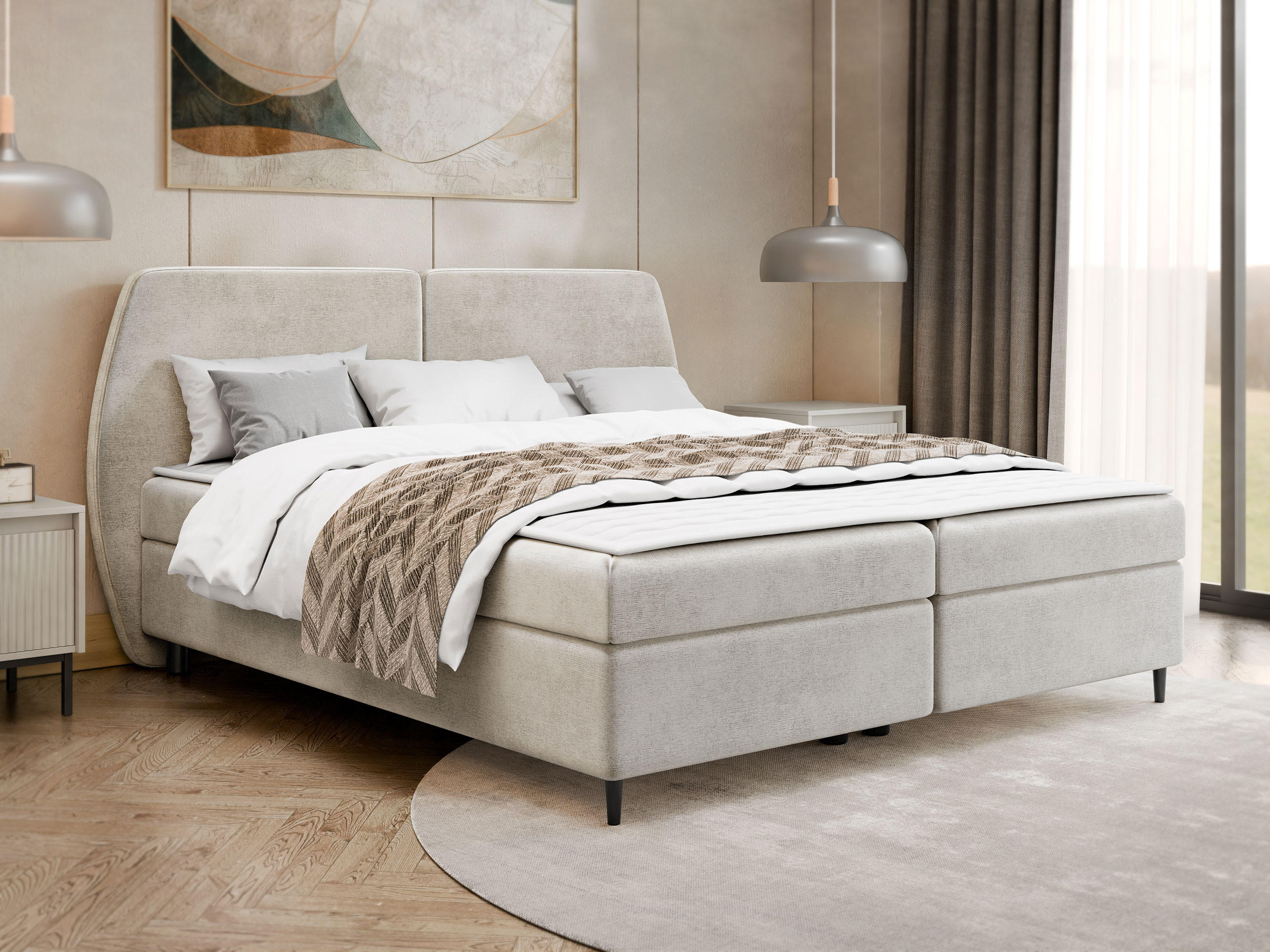BOXBETT Madryt - Schwarz/Naturfarben, Holz/Holzwerkstoff (160/200cm) - MIRJAN24