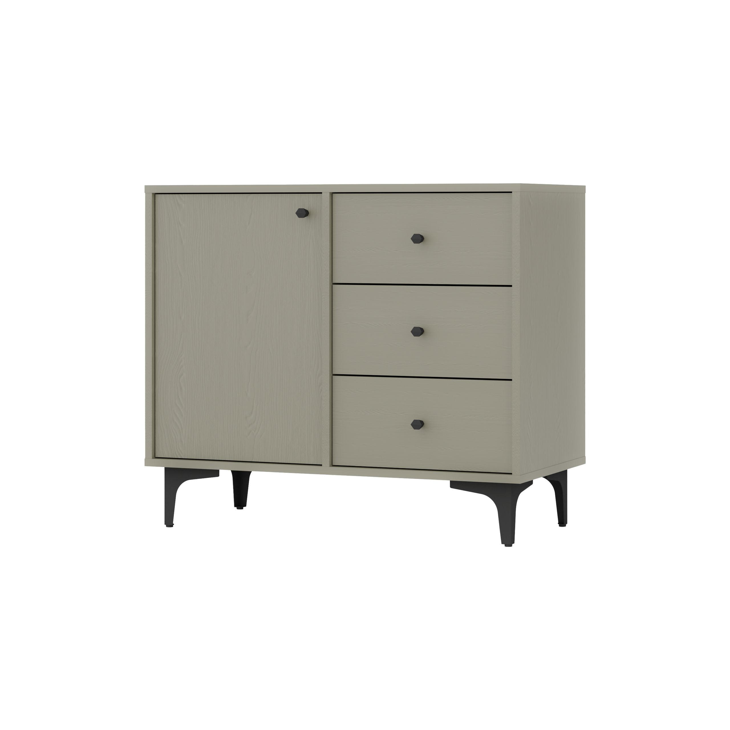 KOMMODE TORINO 84/72/41 cm mit 3 Schubladen 1 Türen Hellgrün - Hellgrün, Holzwerkstoff (84/72/41cm) - MASSENO