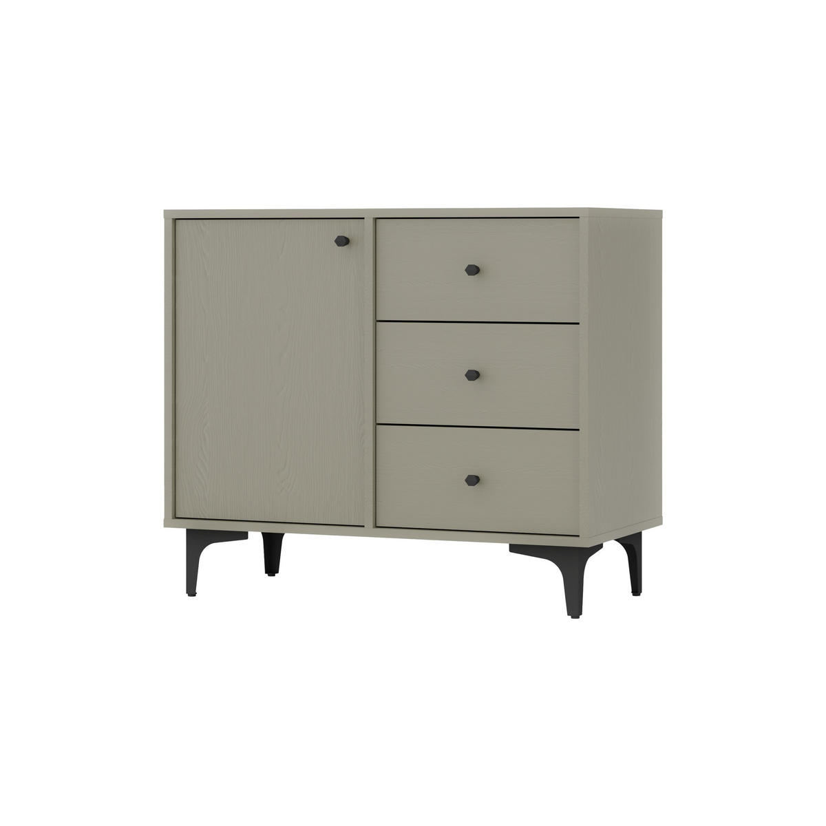 KOMMODE TORINO 84/72/41 cm mit 3 Schubladen 1 Türen Hellgrün - Hellgrün, Holzwerkstoff (84/72/41cm) - MASSENO