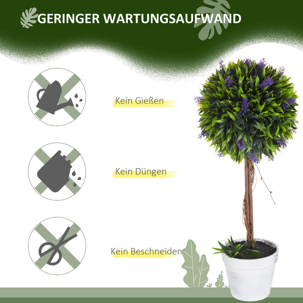 KUNSTPFLANZEN Lavendel 24/24/60 cm grün aus Kunststoff mit Topf - Grün, Kunststoff (60cm) - OKWISH