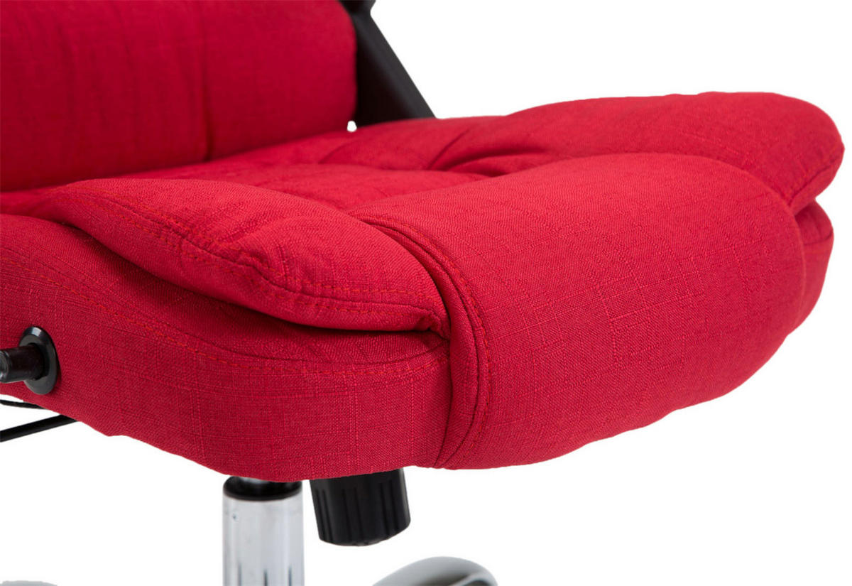 CHEFSESSEL Stoff Rot - Chromfarben/Rot, Textil/Metall (69.5/113/78cm) - CLP