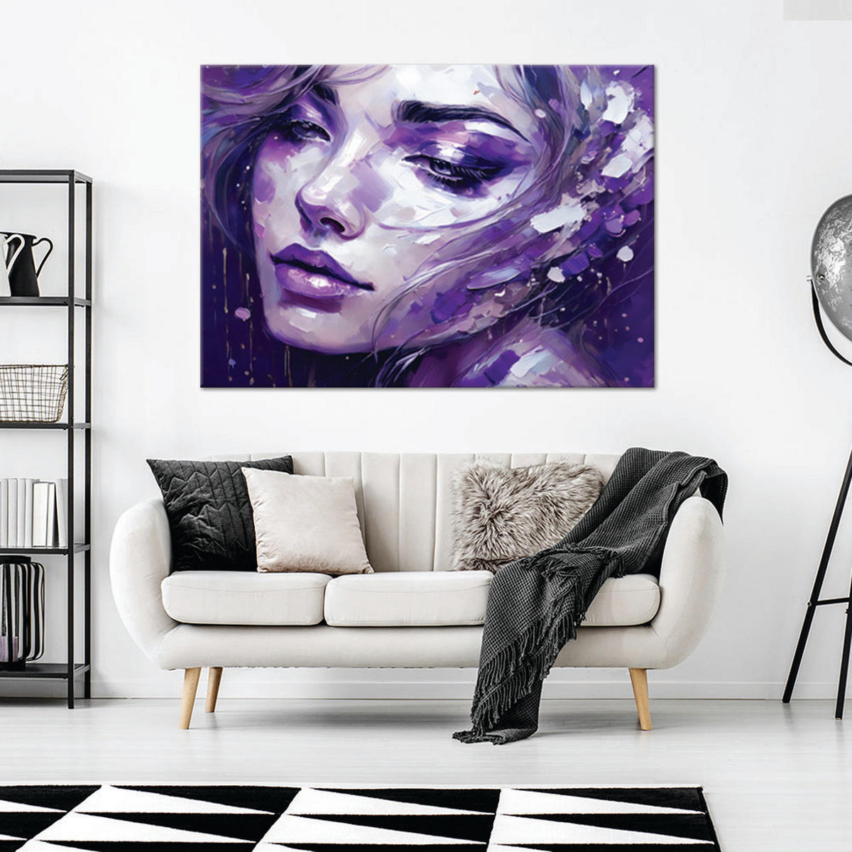 WANDBILD frau abstraktion lila - Lila, Textil (60/40cm) - Feeby