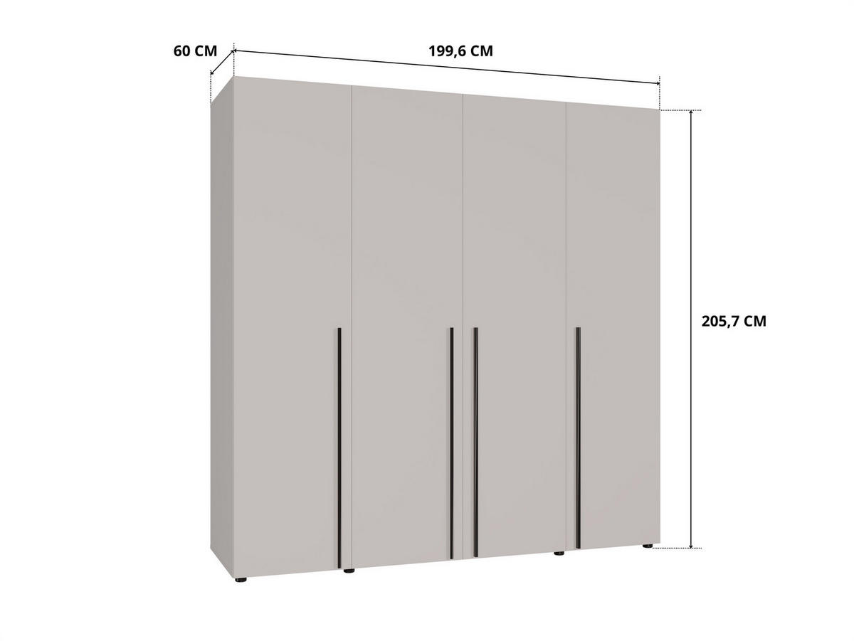 DREHTÜRENSCHRANK Arni Kaschmir Beige - 11 Fächer - 200x206x60 cm - Kaschmir, Holzwerkstoff (200/206/60cm) - Ravio