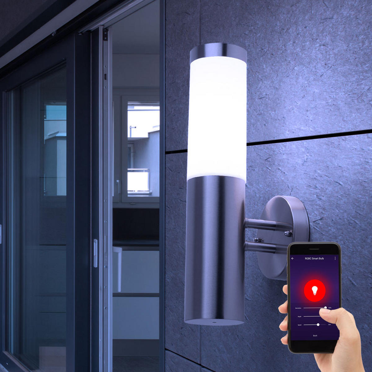 LED AUSSENLEUCHTE Edelstahl Silber - Silberfarben, Metall (7.8/14.5/36cm)