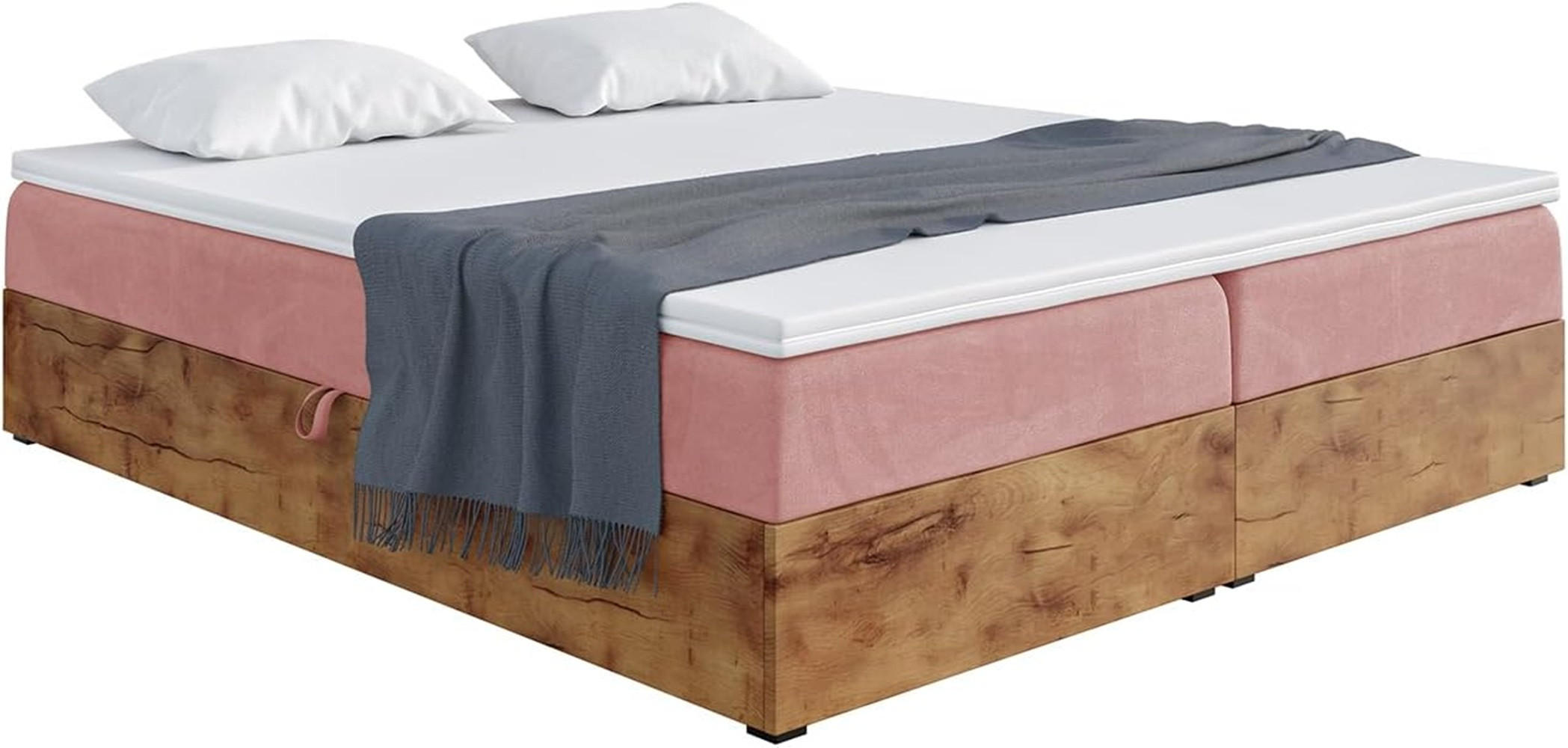 BOXSPRINGBETT LOFTY BOX - Rosa, Holzwerkstoff (200/220cm) - Meblini