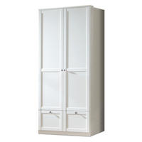 KLEIDERSCHRANK Filou in Weiß mit Landhaus- Applikationen - Drehtürenschrank 2 türig mit Schubkästen - Weiß, Holzwerkstoff (90/200/58cm)