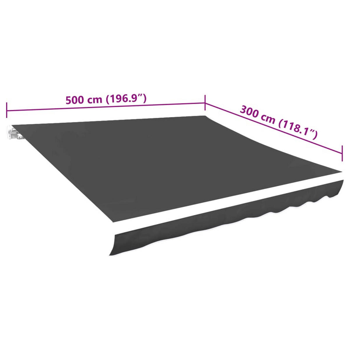 MARKISENBESPANNUNG Canvas Anthrazit 500/300 Cm - Anthrazit, Textil (480/295cm) - vidaXL