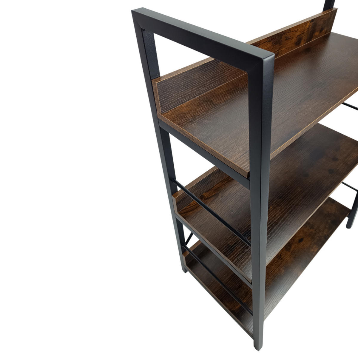 STANDREGAL Holzoptik Metall Dunkelbraun Schwarz 3 Ebenen 61x35x84 cm - Dunkelbraun/Schwarz, Holzwerkstoff/Metall (61/84/35cm) - Begryf