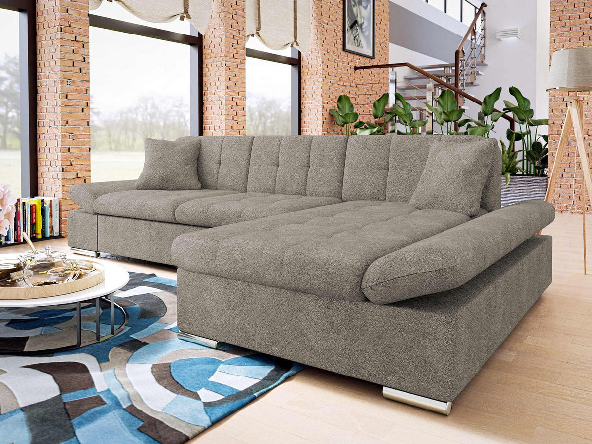 ECKSOFA Malwi, Seite: Rechts - Hellbraun, Holz/Textil (278/161cm) - MIRJAN24