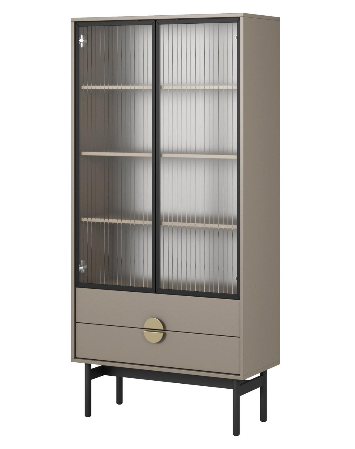 VITRINE Stoon II Steingrau 85 cm - šedá/černá, kov/kompozitní dřevo (85/179/41cm) - Selsey