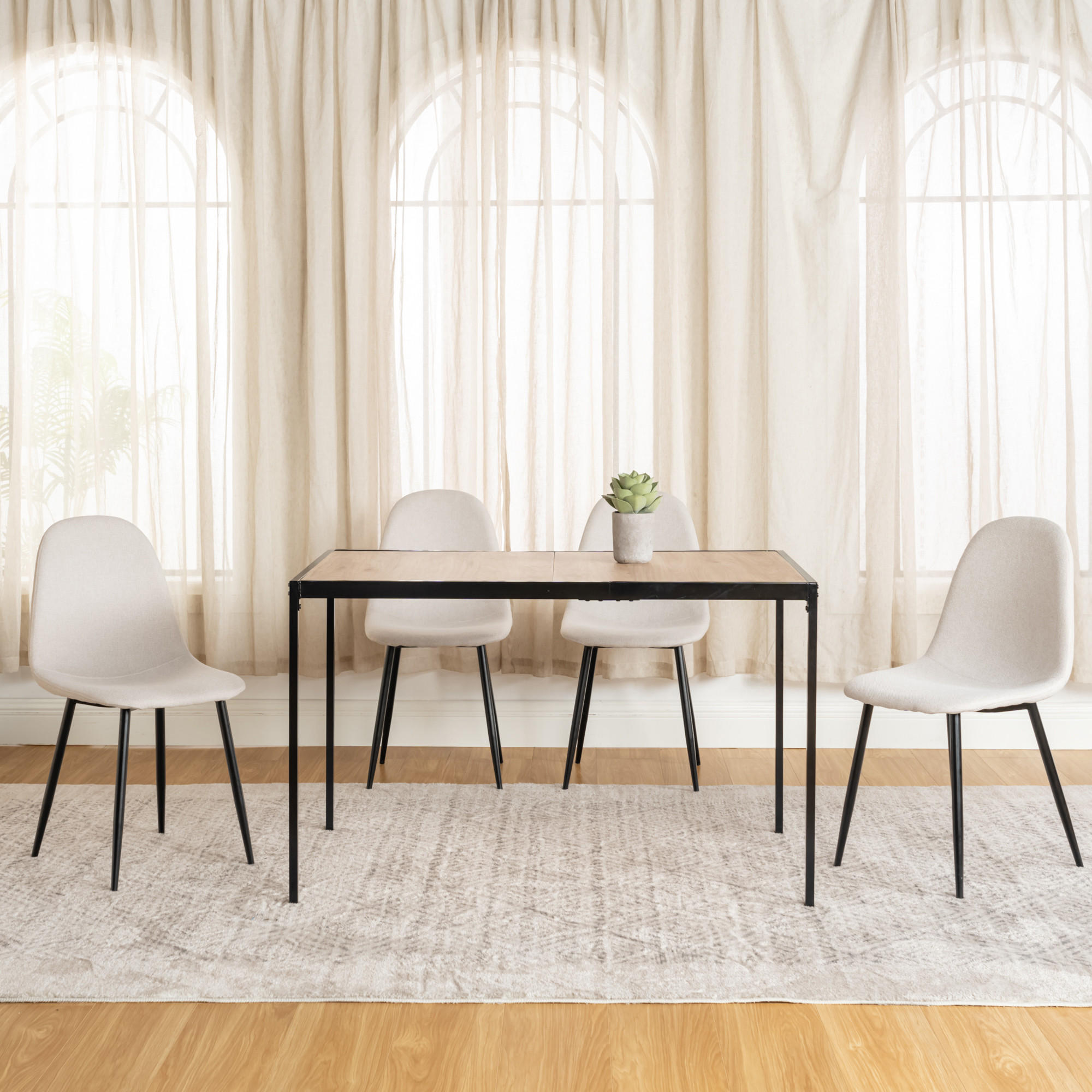 ESSTISCH SET Holz und Beige - Beige, Holzwerkstoff/Metall (120/75/80cm) - Urban Meuble