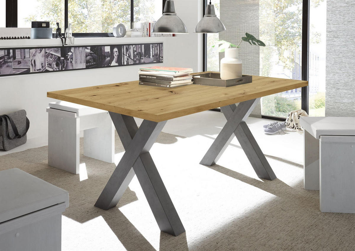 ESSZIMMERTISCH Eike 4 180 x 90 x 75 Esstisch Graphit/Asteiche - Naturfarben, Holz (180/90/75cm) - 58aufmkessel