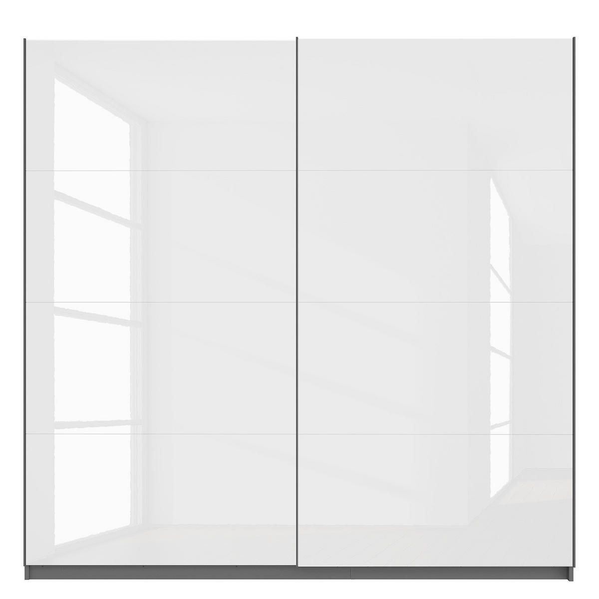 SCHWEBETÜRENSCHRANK - Weiß Hochglanz/Grau, Holzwerkstoff (225/222/68cm) - home24
