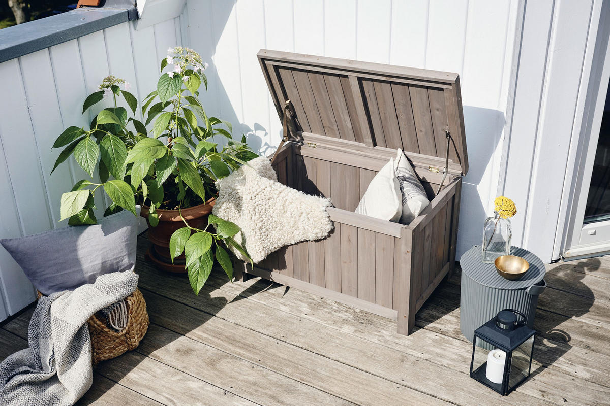 GARTENBOX HENRIETTE mit Klappdeckel 75*45*45 cm - Grau, Holz (75/45/45cm) - butenkist