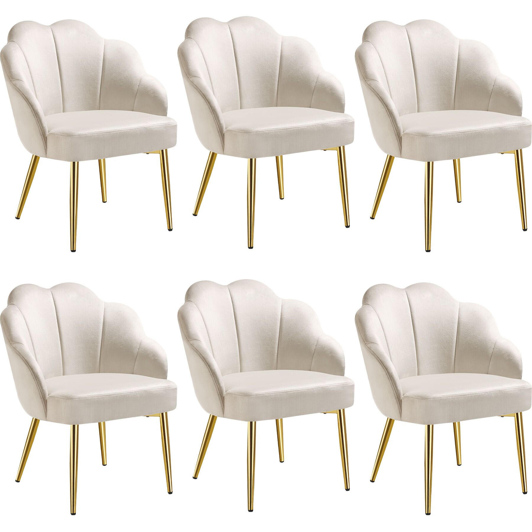 COCKTAILSESSEL 6er Set Hellen 66 x 62 x 80 5 cm creme/gold - Goldfarben/Creme, Textil (66/80.5/62cm) - tectake