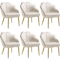 COCKTAILSESSEL 6er Set Hellen 66 x 62 x 80 5 cm creme/gold - Goldfarben/Creme, Textil (66/80.5/62cm) - tectake