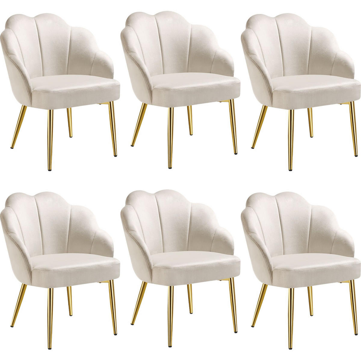 COCKTAILSESSEL 6er Set Hellen 66 x 62 x 80 5 cm creme/gold - Goldfarben/Creme, Textil (66/80.5/62cm) - tectake