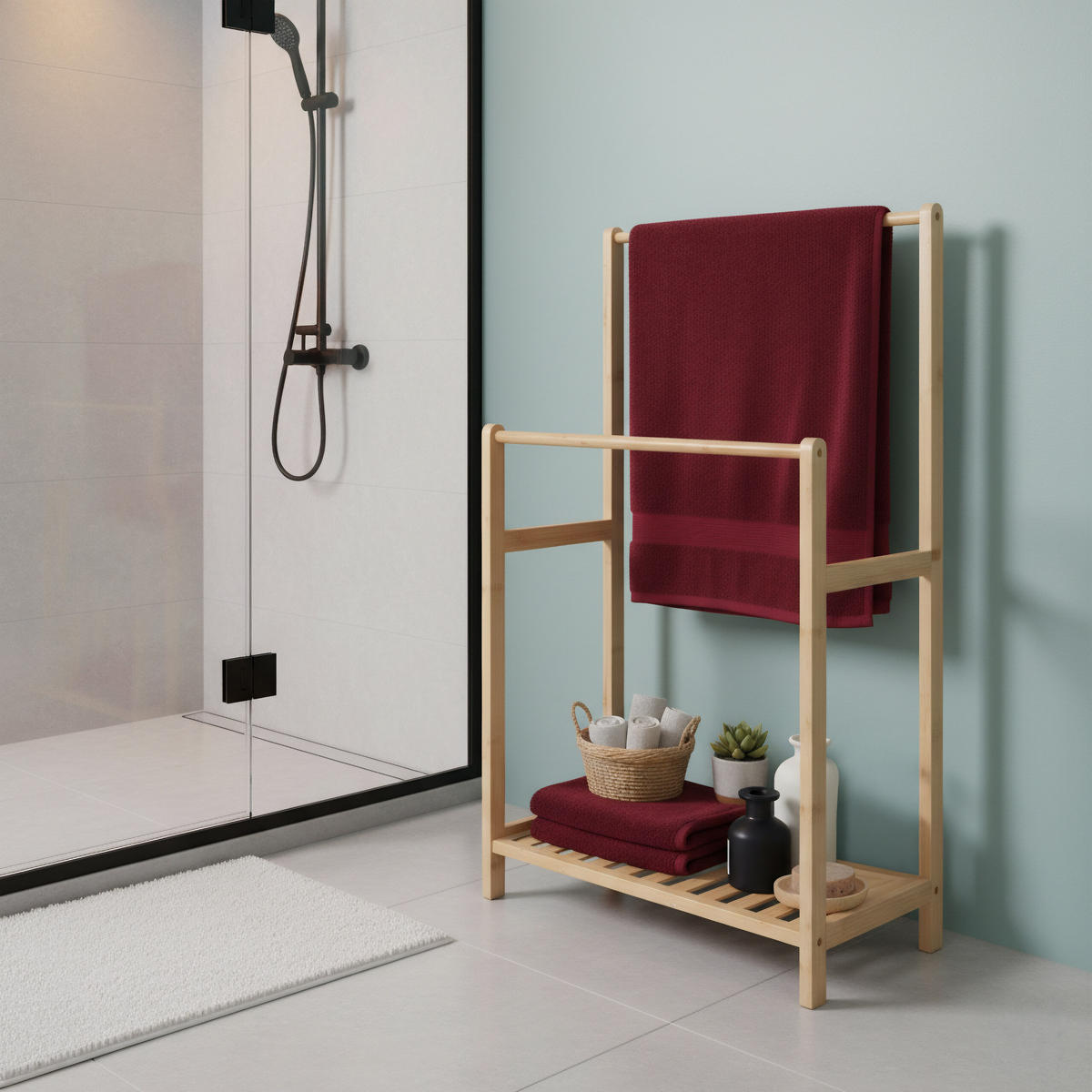 HANDTUCHSTÄNDER - Hellbraun, Holz (42/77.5/24cm) - Relaxdays