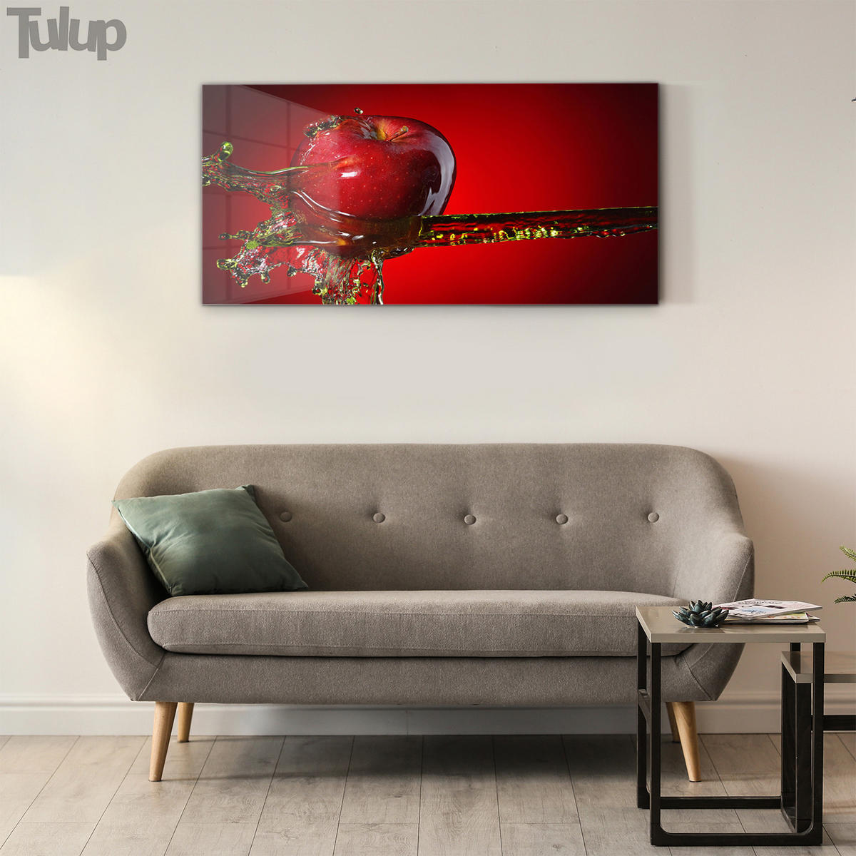 GLASBILD 120x60 cm Roter Apfel - Kirschrot, Glas (120/60cm) - TULUP