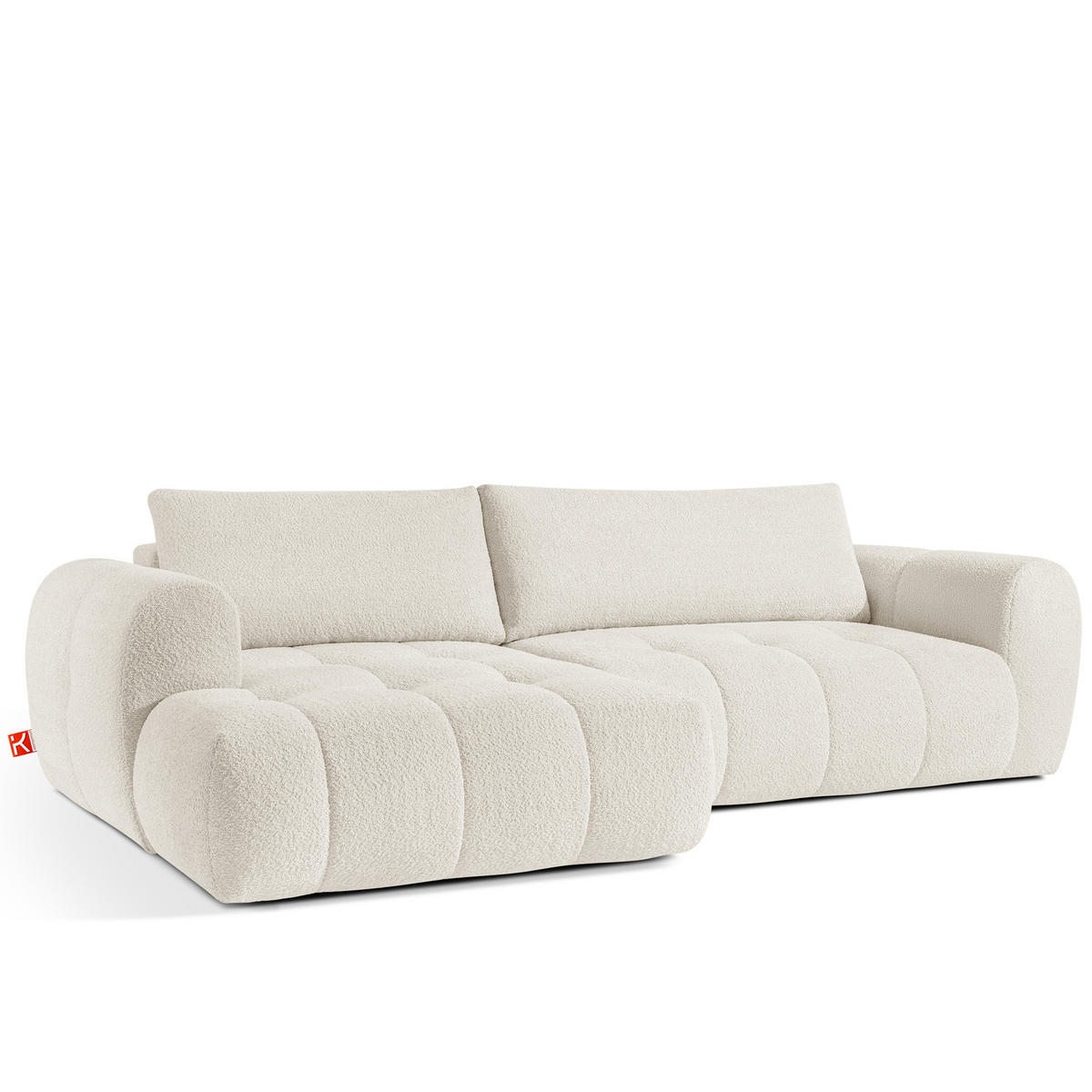 ECKSOFA LINKS LIRA, Weiß, Bouclé - Weiß, Holz/Holzwerkstoff (295/112cm) - KONSIMO®