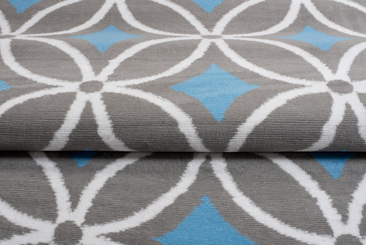 TEPPICH MAYA Blau Geometrisch Mosaik Karo 200/200 cm - Blau, Textil (200/200cm) - Tapiso