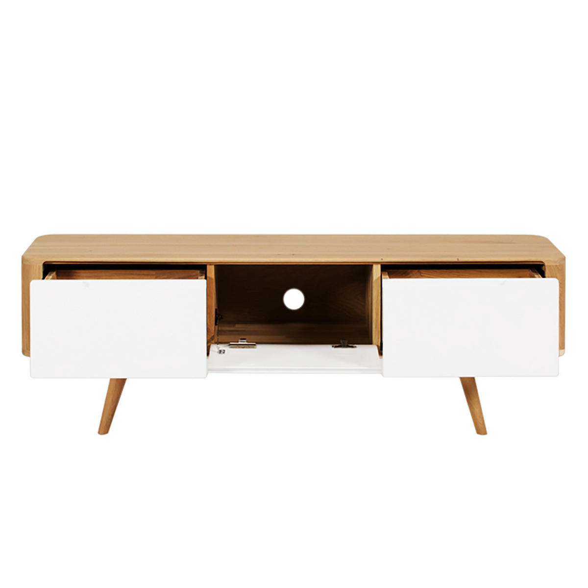 TV-LOWBOARD - Wildeiche teilmassiv - Wildeiche, Holzwerkstoff (135/45/42cm) - home24