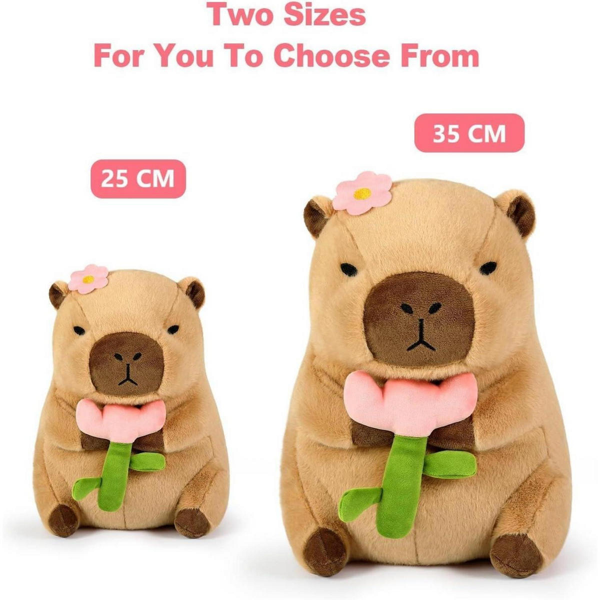 PLÜSCHTIER Capybara mit Blume 35 cm - Braun, Textil (31/35cm)