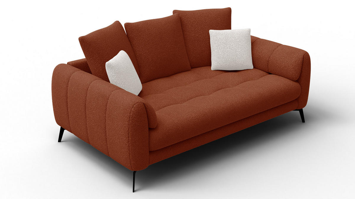SOFA CALME 2,5-Sitzer, dunkelorange - Dunkelorange, Holz/Textil (199/92/108cm) - Courtois Laville