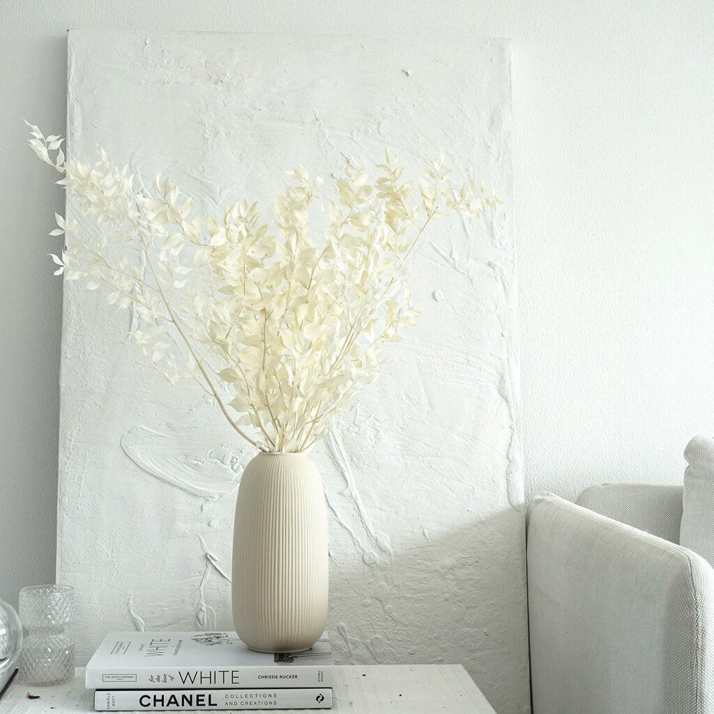RUSKUS / Mäusedorne konserviert - weiß - Weiß, Naturmaterialien (75cm) - Lykke & You