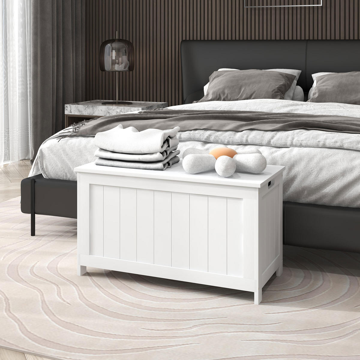 AUFLAGENBOX, MDF, Weiß, 81 x 40 x 46 cm - Weiß, Holzwerkstoff (40/46/81cm) - HOMCOM