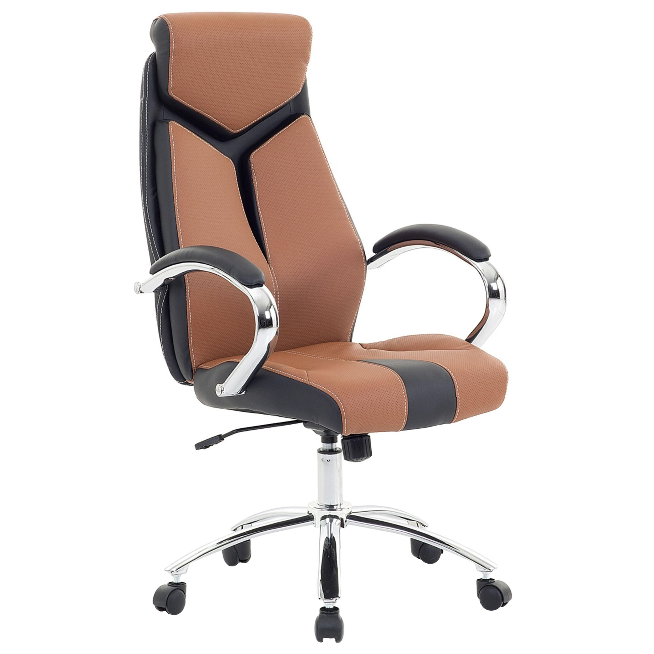 BÜROSTUHL Polyester Braun Formula - Braun, Kunststoff/Textil (63/125/72cm) - Beliani