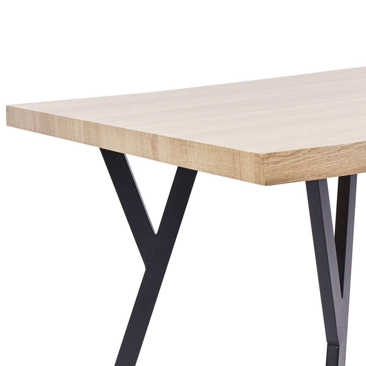 ESSTISCH heller Holzfarbton/schwarz 180/90 cm Alton - Hellbraun/Schwarz, Holzwerkstoff (180/90/76cm) - Beliani
