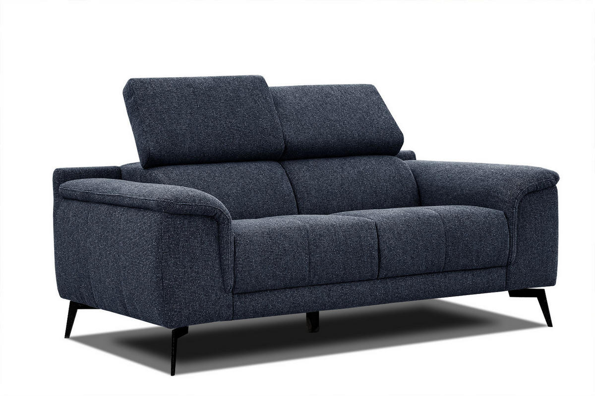 SOFA FIERO 2-Sitzer, dunkelblau - Schwarz/Dunkelblau, Holzwerkstoff/Textil (170/82/103cm) - Courtois Laville