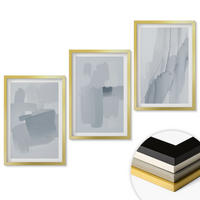 WANDBILDER 3er Set - 40x60 cm Goldrahmen - Abstrakte Aquarellkunst - Goldfarben, Kunststoff (40/60cm) - ArtPrintCave