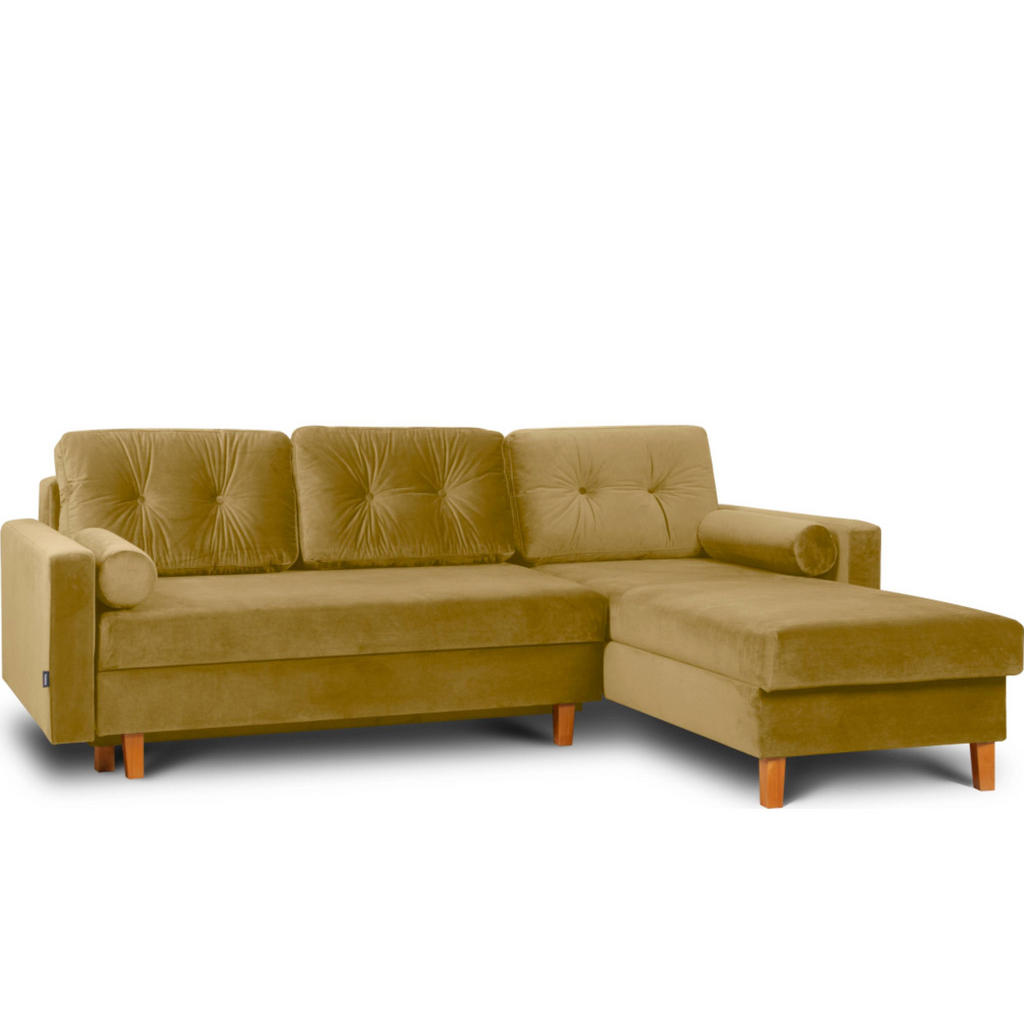 Thumbnail - Konsimo® Eckschlafsofa, Honig, Textil, L-Form,L-Form, 240x183 cm, Wohnzimmer, Sofas & Couches, Wohnlandschaften, Ecksofa...