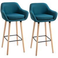 BARHOCKER 2er-Set DE-14702 mit Armlehnen Blau - Blau, Holzwerkstoff (48/100/55cm) - ComfortXL